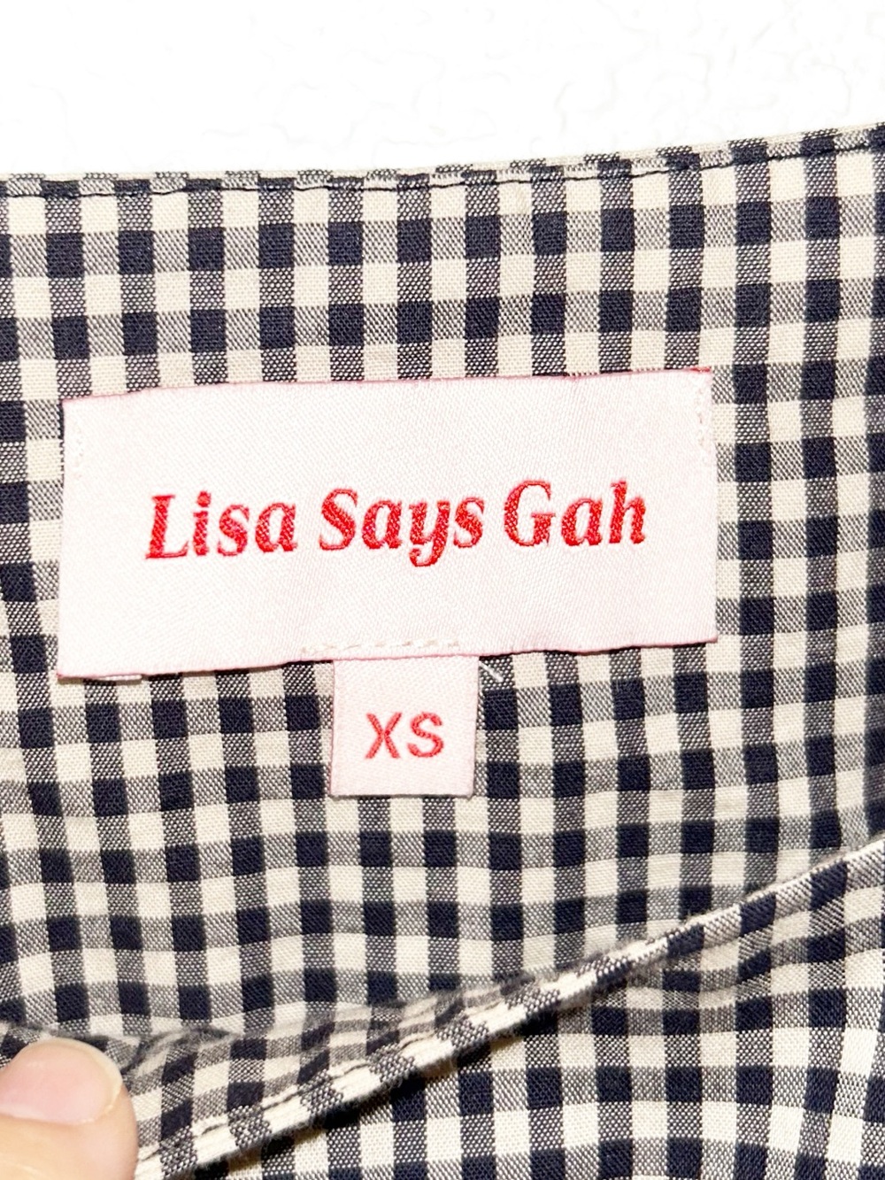 LISA SAYS GAH The Maddie Puff LongSleeve Gingham SquareNeck Blouse Cotton SZ: XS - Picture 5 of 13